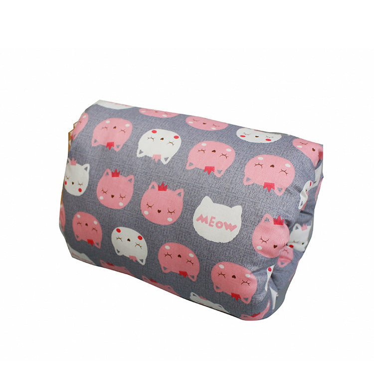 Arm pillow with cat pattern on gray with a white background