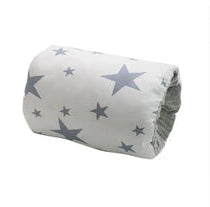 Arm pillow with grey star pattern on white with a white background