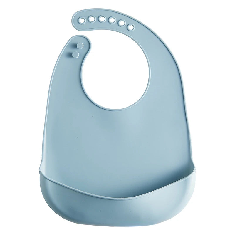 Blue silicone bib on a white background
