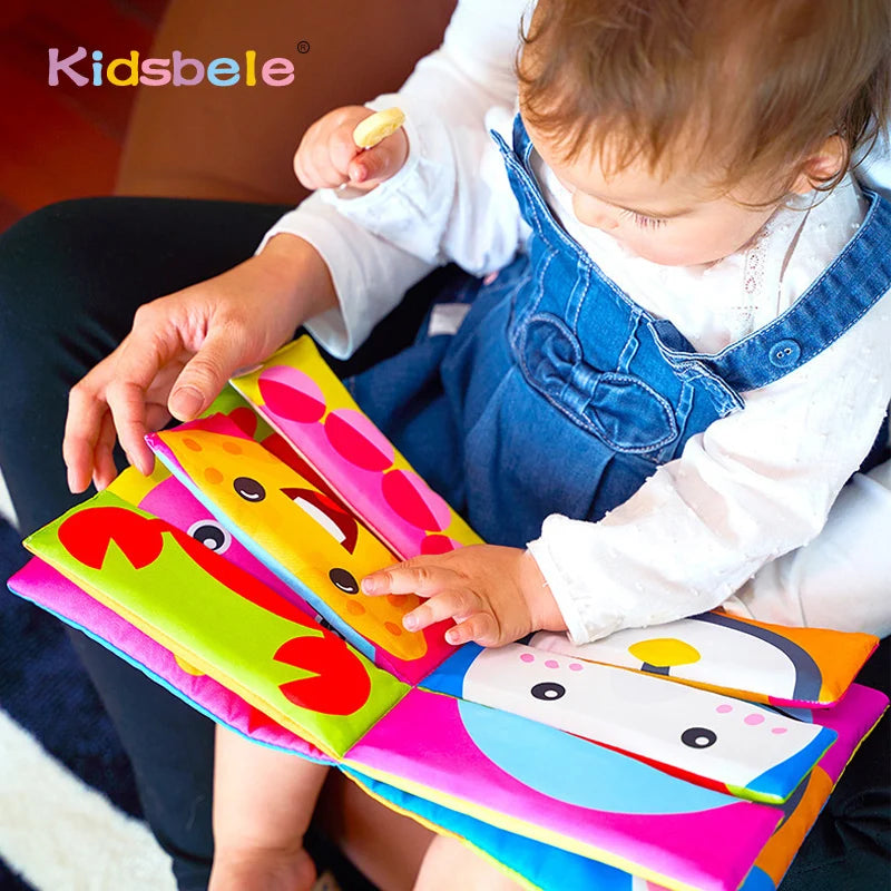 Brixie Baby Crinkle Cloth Book - Soft Sensory Learning Toy for Toddlers