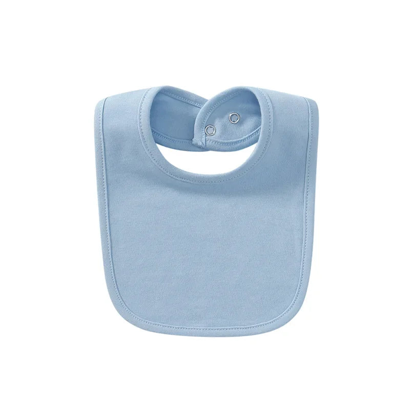 Light blue baby bib on a white background